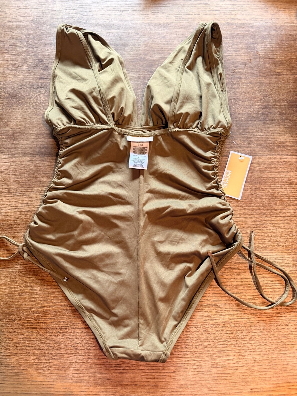 MICHAEL Michael Kors Olive One-Piece Swimsuit with Side Ties - Picture 6 of 10